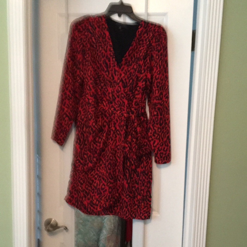 Banana Republic Wrap Dress in Red Leopard Print, Size 0